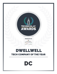 Graphic of a certificate showing Dwellwell as the winner of Tech Company of the Year